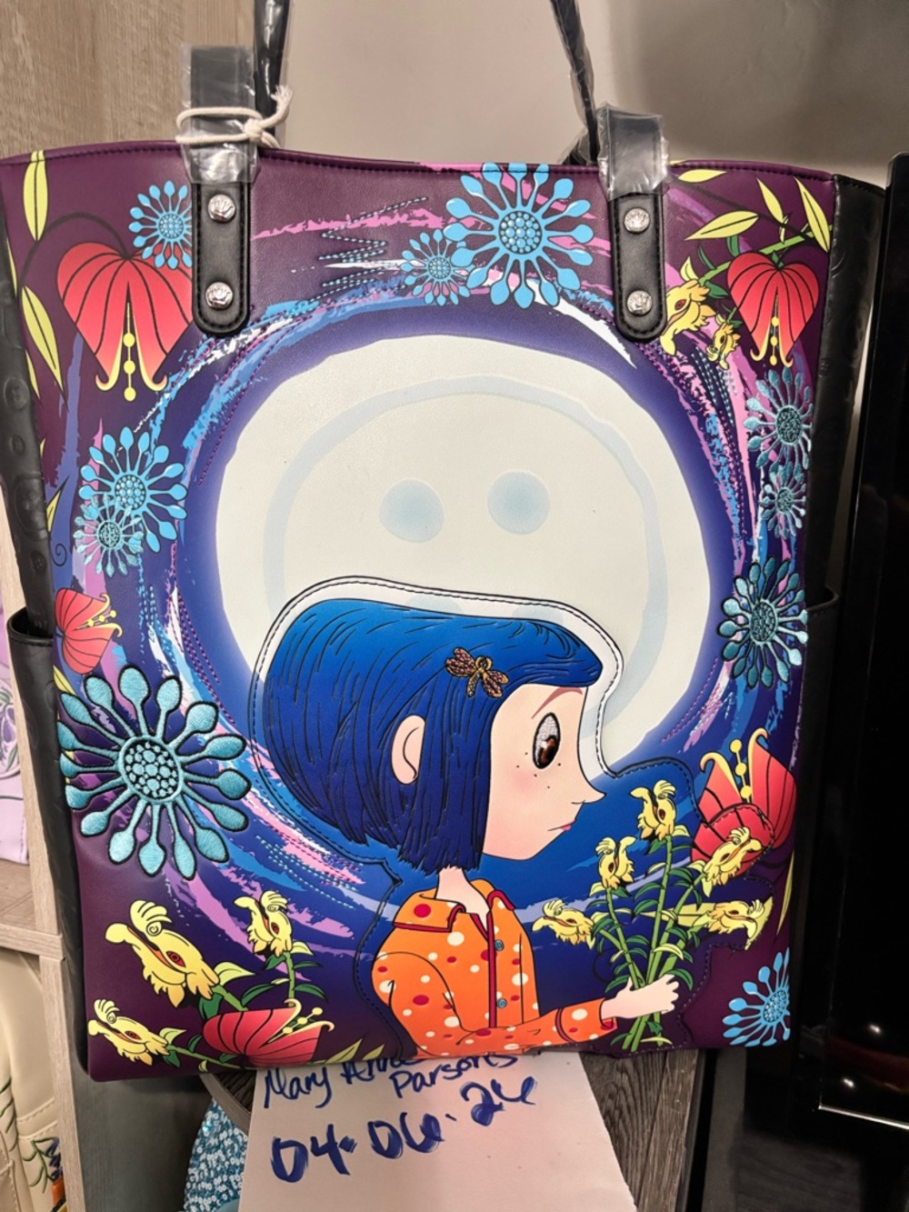 Loungefly Glow in Dark Coraline Blue & Purple Floral Tote